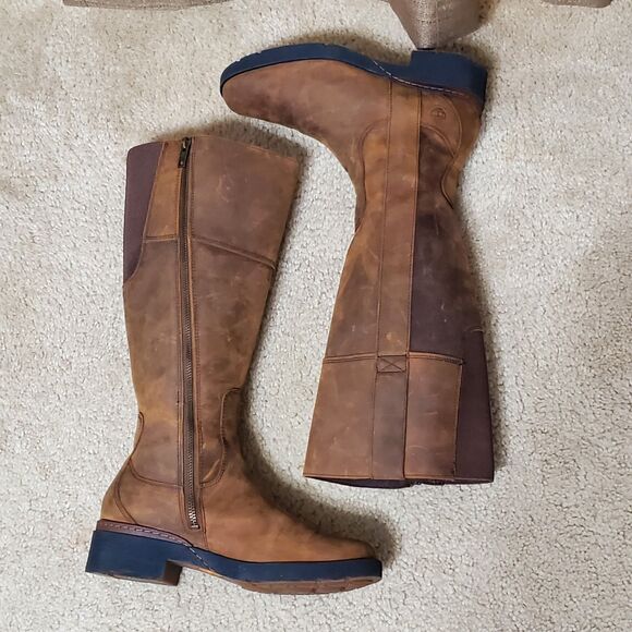 Timberland Graceyn Womens 7.5 Waterproof Tall Boot Side Zip Leather Distressed - Picture 14 of 14